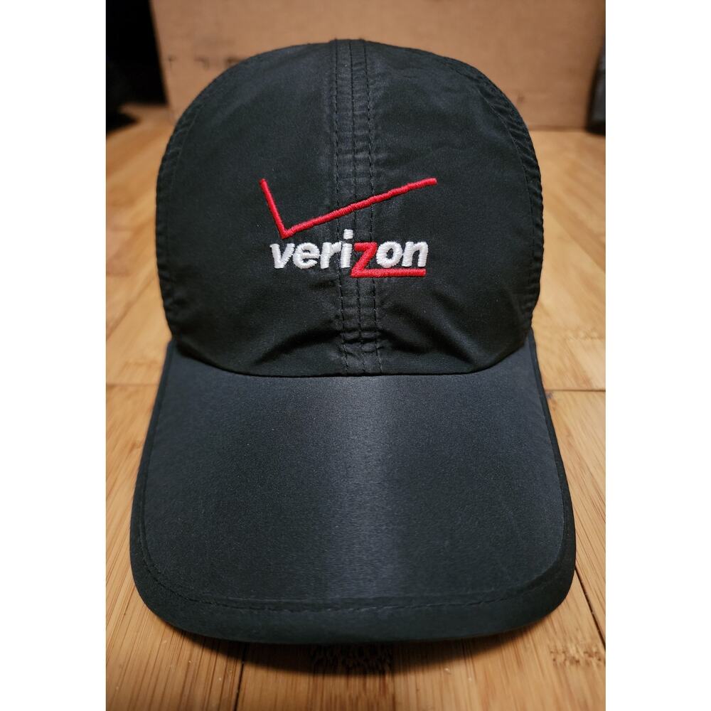 Hit Wear Verizon Hat Cap Black OSFM Adjustable Strap Back Embroidered Logo